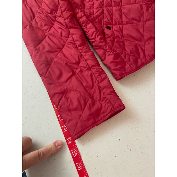 Eddie Bauer woman’s jacket LP red 550 fill power quilted goose down snap front - Picture 11 of 12